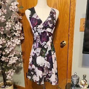 Nanette Lepore Purple Floral Midi Dress